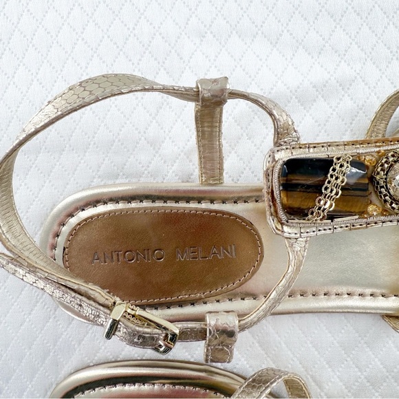 Antonio Melani Gold Sandals with Rhinestone embellishment size 9 women’s - Picture 3 of 16